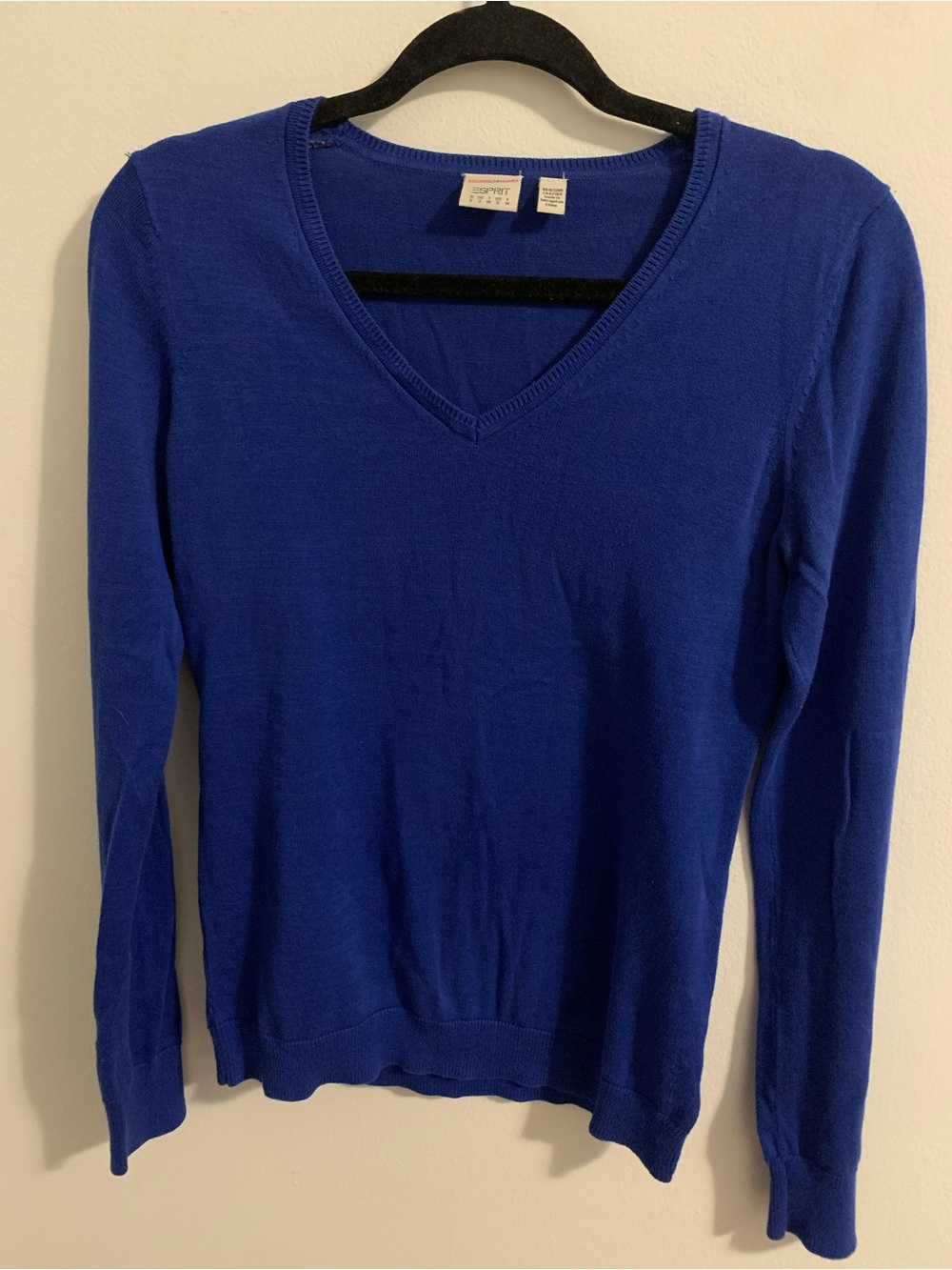 Esprit Women's Cotton V-Neck Sweater in Royal Blue